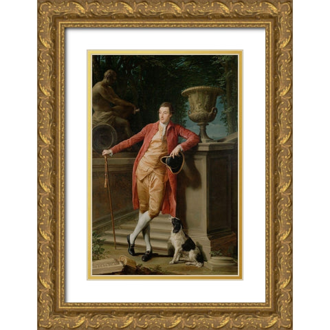 Portrait of John Talbot, later 1st Earl Talbot Gold Ornate Wood Framed Art Print with Double Matting by Batoni, Pompeo Girolamo