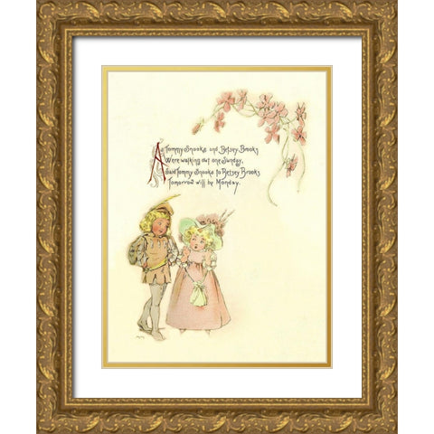 Nursery Rhymes: Tommy Snooks and Betsey Brooks Gold Ornate Wood Framed Art Print with Double Matting by Humphrey, Maud