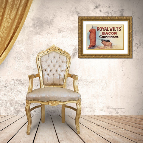 Pigs and Pork: Royal Wilts Bacon Gold Ornate Wood Framed Art Print with Double Matting by Advertisement