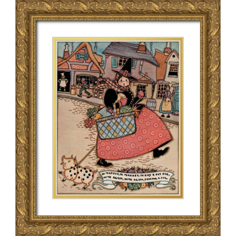 Pigs and Pork: Home Arts: To Market Gold Ornate Wood Framed Art Print with Double Matting by Jones, Mary Wright