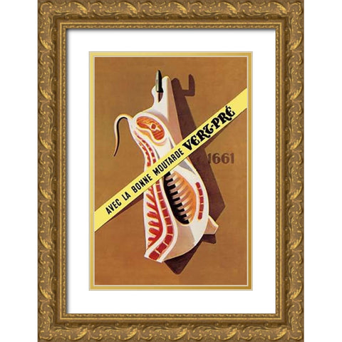 Pigs and Pork: Hooked Pork Gold Ornate Wood Framed Art Print with Double Matting by Advertisement
