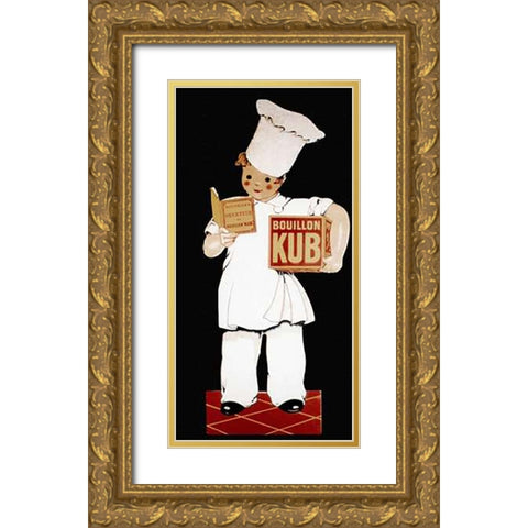 Cooks: Bouillon Kub Gold Ornate Wood Framed Art Print with Double Matting by Advertisement