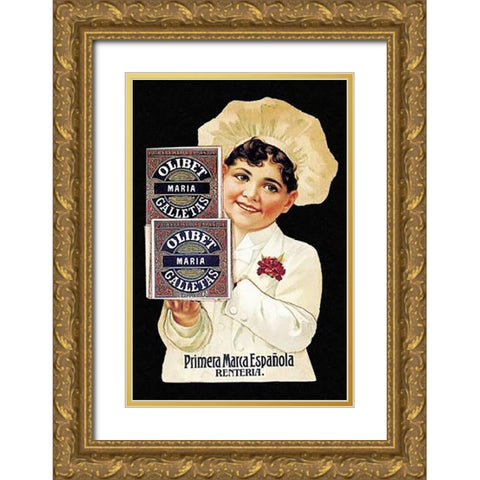 Cooks: Olibet Galletas Gold Ornate Wood Framed Art Print with Double Matting by Advertisement