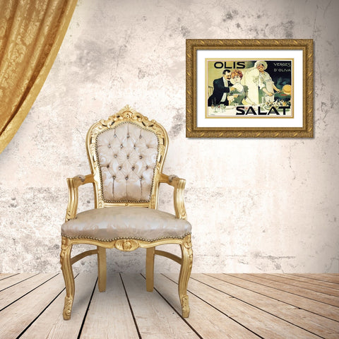 Cooks: Olis Salat - Verges dOliva Gold Ornate Wood Framed Art Print with Double Matting by Norlind, E.