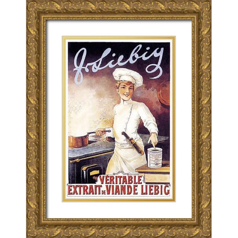 Cooks: Veritable - Extrait de Viande Liebig Gold Ornate Wood Framed Art Print with Double Matting by Brown, F. Gregory