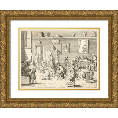 Academia dpitori Gold Ornate Wood Framed Art Print with Double Matting by Alberti, Pietro Francesco