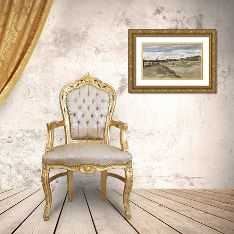 Bleachery at Scheveningen Gold Ornate Wood Framed Art Print with Double Matting by Van Gogh, Vincent