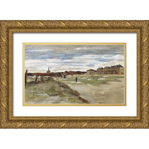 Bleachery at Scheveningen Gold Ornate Wood Framed Art Print with Double Matting by Van Gogh, Vincent