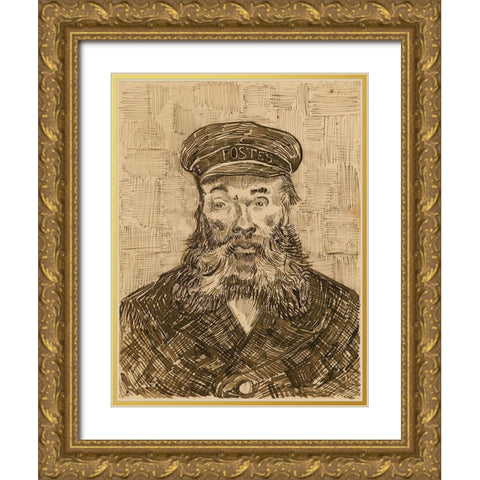 Portrait of Joseph-Ã‰tienne Roulin Gold Ornate Wood Framed Art Print with Double Matting by Van Gogh, Vincent