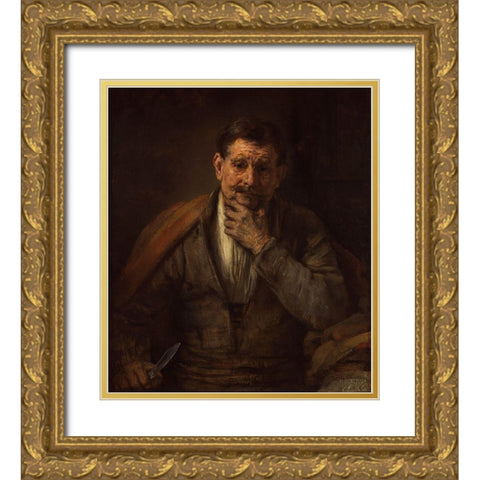 St. Bartholomew Gold Ornate Wood Framed Art Print with Double Matting by Van Rijn, Rembrandt Harmensz