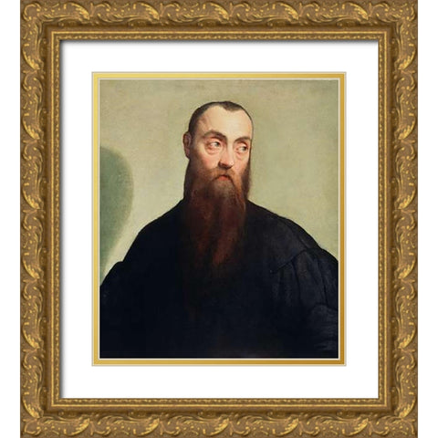 Portrait of a Bearded Man Gold Ornate Wood Framed Art Print with Double Matting by Bassano, Jacopo