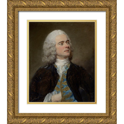 Charles-Francois Pinceloup de la Grange Gold Ornate Wood Framed Art Print with Double Matting by Perronneau, Jean-Baptiste