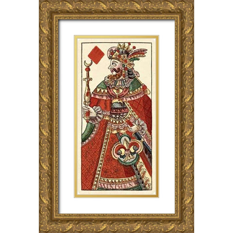 King of Diamonds (Bauern Hochzeit Deck) Gold Ornate Wood Framed Art Print with Double Matting by Gobl, Andreas Benedictus
