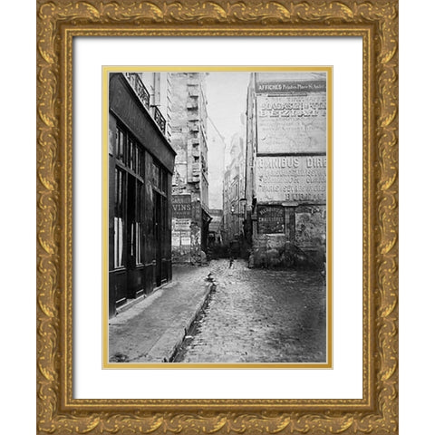 Paris, 1860-1870 - Rue Tirechappe Gold Ornate Wood Framed Art Print with Double Matting by Marville, Charles