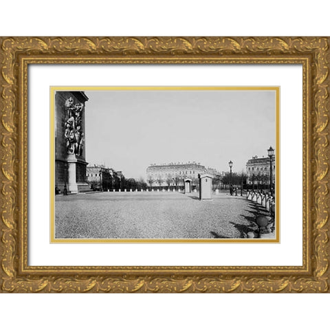 Paris, about 1877 - Place de lEtoile Gold Ornate Wood Framed Art Print with Double Matting by Marville, Charles