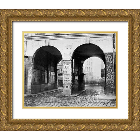 Paris, about 1865 - The Double Doorway, rue de la Ferronnerie Gold Ornate Wood Framed Art Print with Double Matting by Marville, Charles
