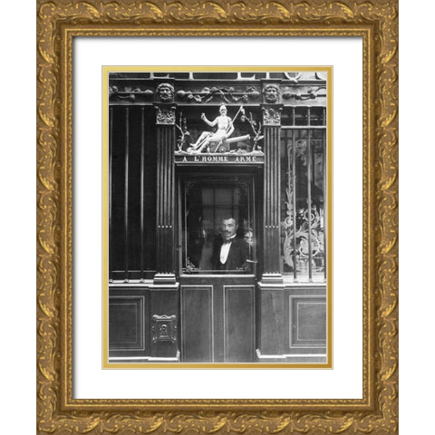 Paris, 1900 - Restaurant, rue des Blancs Manteaux Gold Ornate Wood Framed Art Print with Double Matting by Atget, Eugene