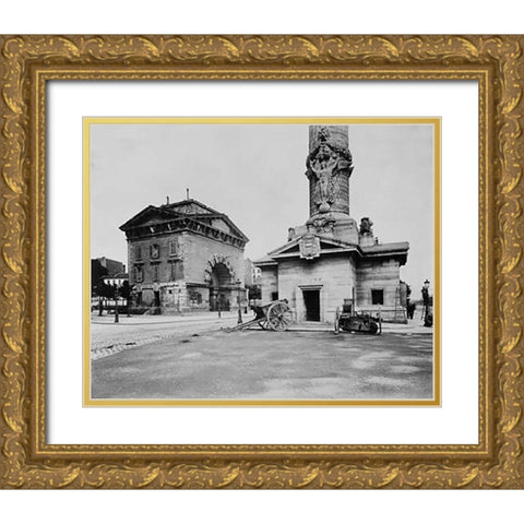 Paris, 1903-1904 - Ancienne Barriere du Trone (Tollbooth Pavilion and Column) Gold Ornate Wood Framed Art Print with Double Matting by Atget, Eugene