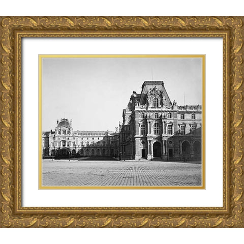 Paris, 1859 - Mollien Pavilion, the Louvre Gold Ornate Wood Framed Art Print with Double Matting by Le Gray, Gustave