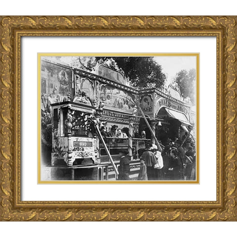 Paris, 1898 - Animal Circus, Fete des Invalides Gold Ornate Wood Framed Art Print with Double Matting by Atget, Eugene