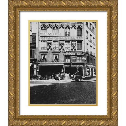 Paris, 1903 - House on the Place du Caire Gold Ornate Wood Framed Art Print with Double Matting by Atget, Eugene