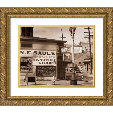 Street Scene, New Orleans, Louisiana, 1935 Gold Ornate Wood Framed Art Print with Double Matting by Evans, Walker