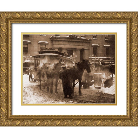 The Terminal, New York City, 1893 Gold Ornate Wood Framed Art Print with Double Matting by Stieglitz, Alfred