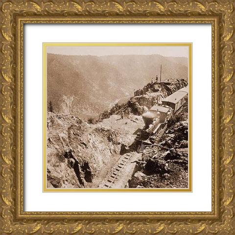 American River, California, from Green Bluffs, 1866-1869 Gold Ornate Wood Framed Art Print with Double Matting by Hart, Alfred A.