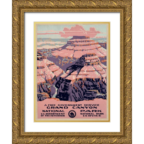 Grand Canyon National Park, a Free Government Service, ca. 1938 Gold Ornate Wood Framed Art Print with Double Matting by WPA