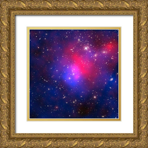 Pandoras Cluster - Abell 2744 Gold Ornate Wood Framed Art Print with Double Matting by NASA