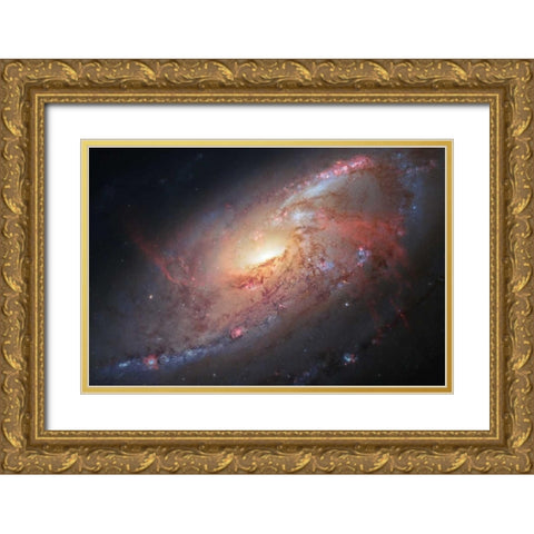 Galaxy M106 Gold Ornate Wood Framed Art Print with Double Matting by NASA