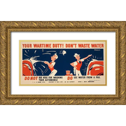 Do not use hose for washing your automobile Gold Ornate Wood Framed Art Print with Double Matting by Kerkam, Earl