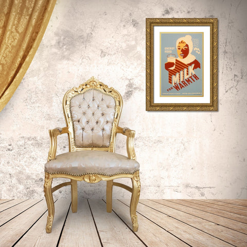 Milk - for warmth Energy food Gold Ornate Wood Framed Art Print with Double Matting by WPA