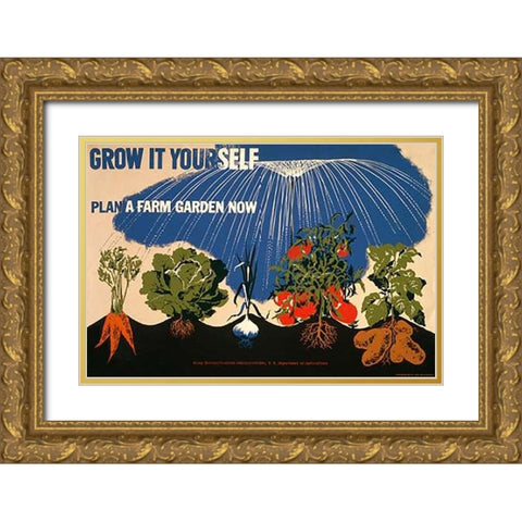Grow it yourself - Plan a farm garden now Gold Ornate Wood Framed Art Print with Double Matting by Bayer, Herbert
