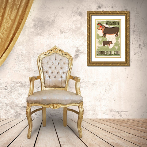 Information - Brookfield Zoo - Hippos Gold Ornate Wood Framed Art Print with Double Matting by Waltrip, Mildred