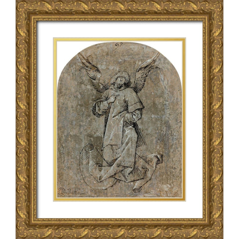 Study of an Angel Gold Ornate Wood Framed Art Print with Double Matting by Von Landshut, Mair