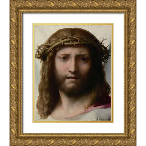 Head of Museumist Gold Ornate Wood Framed Art Print with Double Matting by Allegri, Antonio