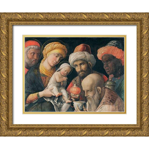 Adoration of the Magi Gold Ornate Wood Framed Art Print with Double Matting by Mantegna, Andrea