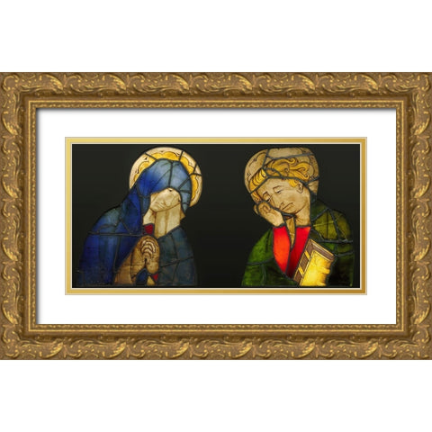 The Virgin and Saint John, from a Crucifixion Gold Ornate Wood Framed Art Print with Double Matting by Unknown