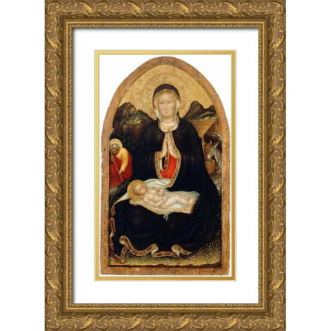 Nativity Gold Ornate Wood Framed Art Print with Double Matting by Da Fabriano, Gentile
