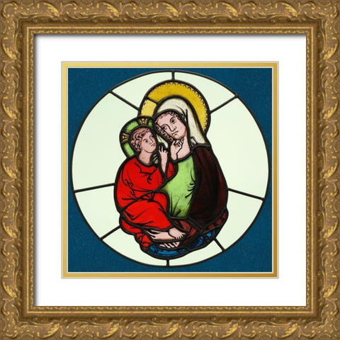 The Virgin and Child Gold Ornate Wood Framed Art Print with Double Matting by Illuminator, Unknown 14th Century Austrian