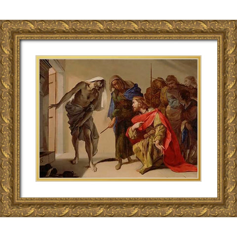 The Shade of Samuel Invoked by Saul Gold Ornate Wood Framed Art Print with Double Matting by Cavallino, Bernardo