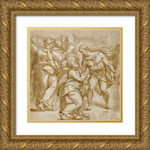 The Incredulity of Thomas Gold Ornate Wood Framed Art Print with Double Matting by Tibaldi, Pellegrino