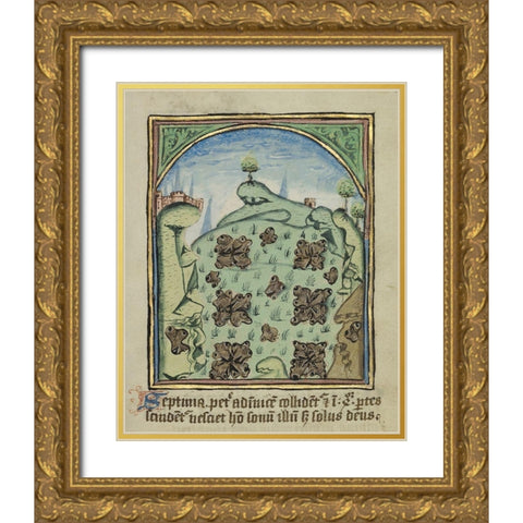 The Seventh Sign before the Day of Judgement Gold Ornate Wood Framed Art Print with Double Matting by Illuminator, Unknown 12th Century English