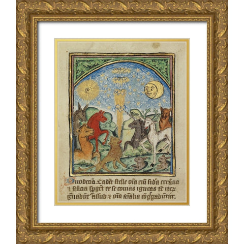 The Twelfth Sign before the Day of Judgement Gold Ornate Wood Framed Art Print with Double Matting by Illuminator, Unknown 12th Century English