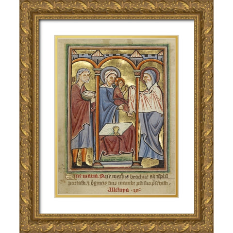 The Presentation in the Temple Gold Ornate Wood Framed Art Print with Double Matting by Illuminator, Unknown 12th Century English