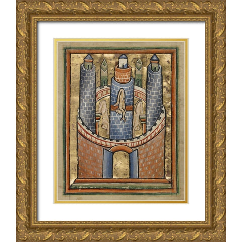 Egypt; The Fall of Pagan Idols Gold Ornate Wood Framed Art Print with Double Matting by Illuminator, Unknown 12th Century English