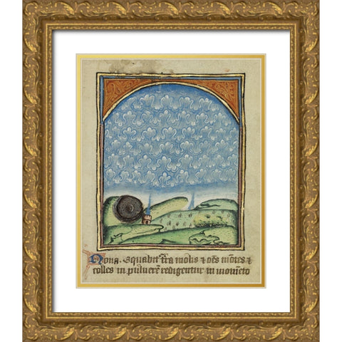 The Ninth Sign before the Day of Judgement Gold Ornate Wood Framed Art Print with Double Matting by Illuminator, Unknown 12th Century English