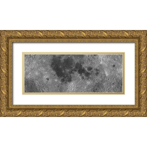 Unmarked Map of the Moon, Projection Gold Ornate Wood Framed Art Print with Double Matting by United States Geological Survey