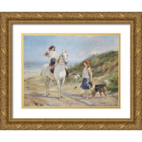 Holiday Time, 1933 Gold Ornate Wood Framed Art Print with Double Matting by Hardy, Heywood
